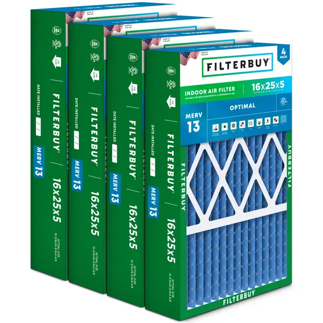 Day and Night 16X25X5 MERV 13 Replacement Filter - 6 Quantity