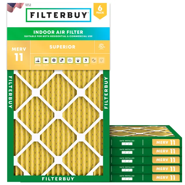 10x28x1 MERV 11 Pleated Air Filter - 6 Quantity