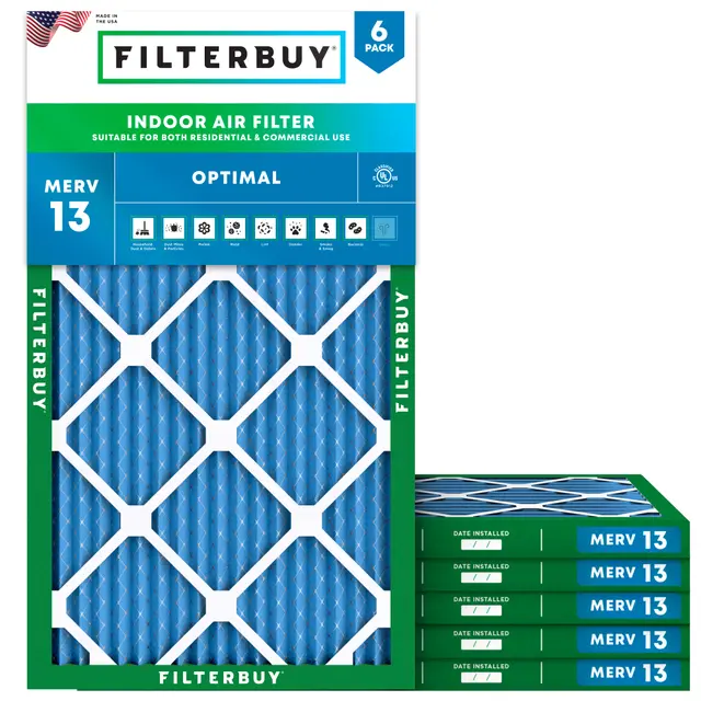 13.25x22.75x1 MERV 13 Pleated Air Filter - 6 Quantity