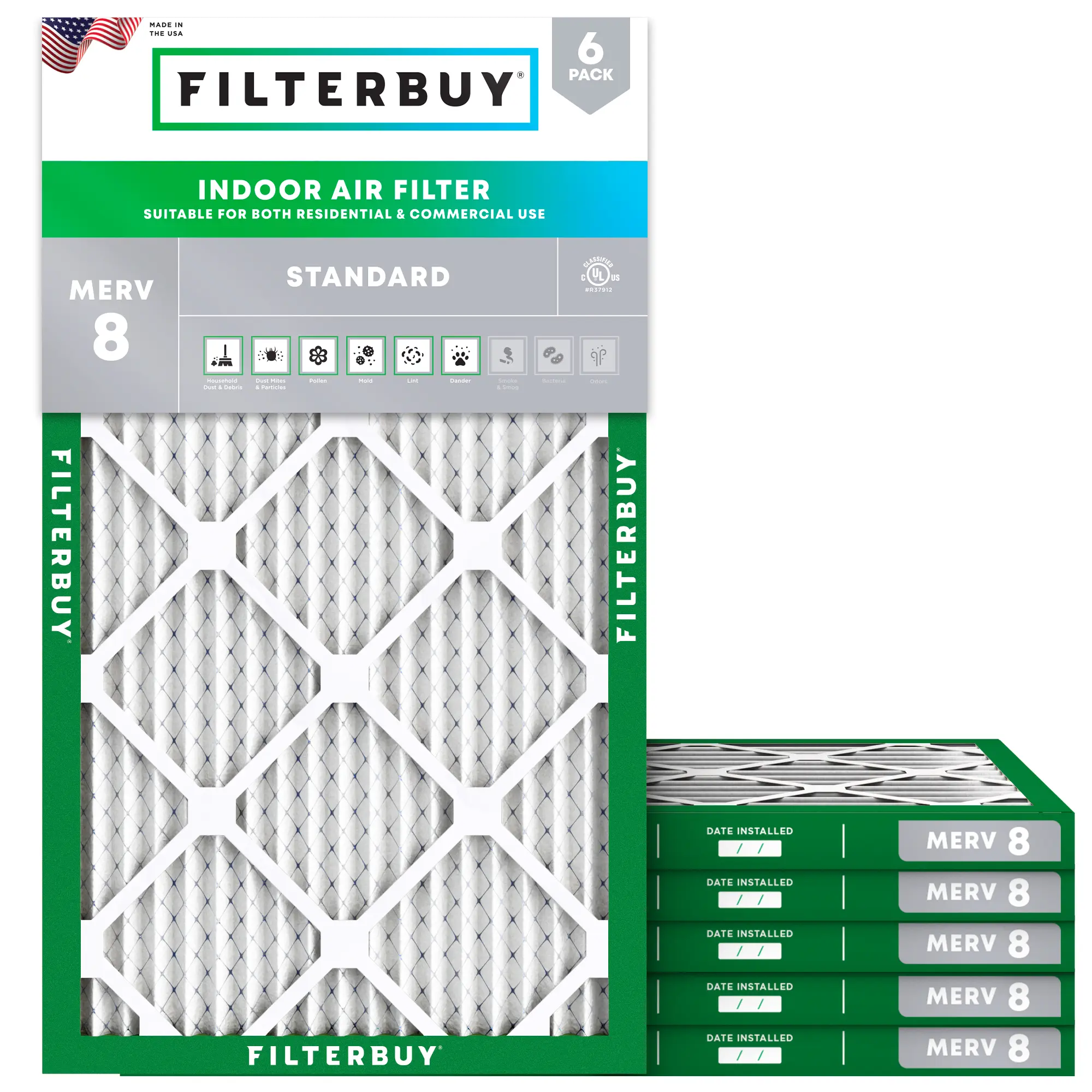 18x28x1 MERV 8 Pleated Air Filter - 6 Quantity