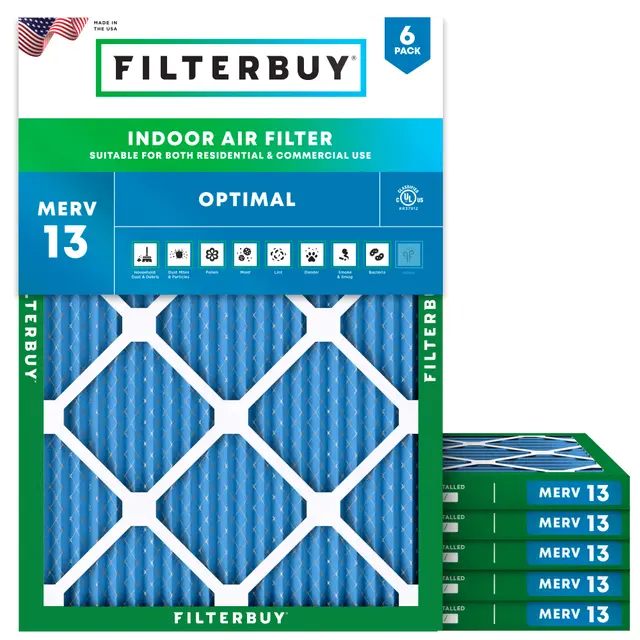 16x21x1 MERV 13 Pleated Air Filter - 6 Quantity