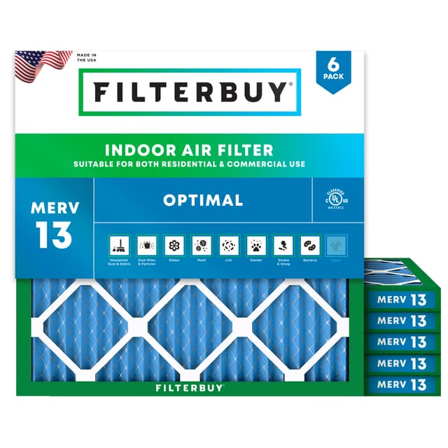 21.5x21.5x1 MERV 13 Pleated Air Filter - 6 Quantity